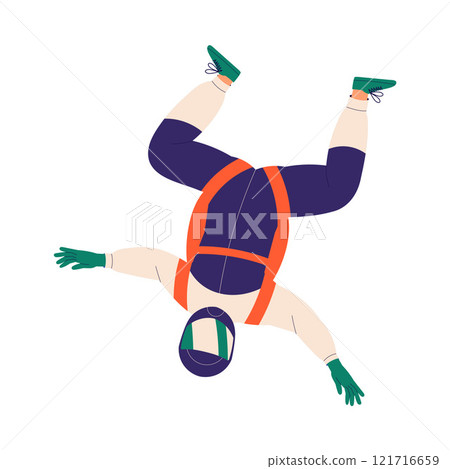 Man Skydiver in Flight Free Falling with Parachute Vector Illustration 121716659