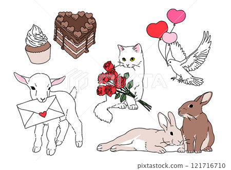 情人節動物手繪插畫 情人節動物手繪插畫 121716710