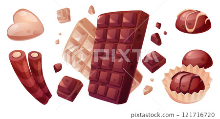 Chocolate bars and candies isolated on white Chocolate bars and candies isolated on white 121716720