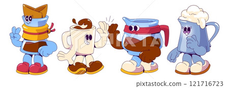 Groovy coffee characters set isolated on white 121716723
