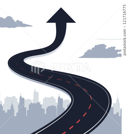 Roadmap in the city. Winding road with urban view background. Road banner. Roadmap in the city. Winding road with urban view background. Road banner. 121716775