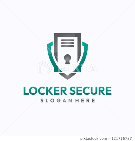 Locker secure logo design template. Safe storage service concept. Creative vector symbol. 121716787