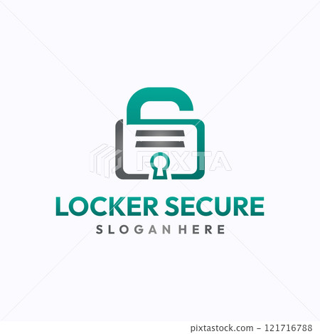 Locker secure logo design template. Safe storage service concept. Creative vector symbol. 121716788