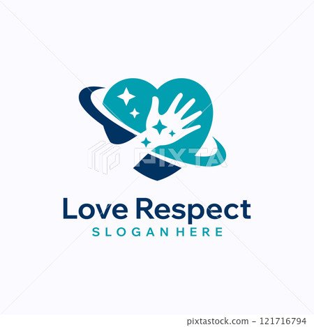 Love care logo design template. Heart with hands concept. Creative vector symbol. 121716794