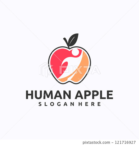 Human Apple logo design template. Healthcare concept. Creative vector symbol. 121716927