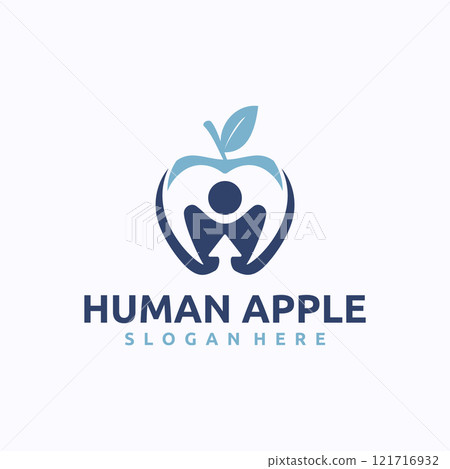 Apple Man logo design template. Healthcare concept. Creative vector symbol. 121716932