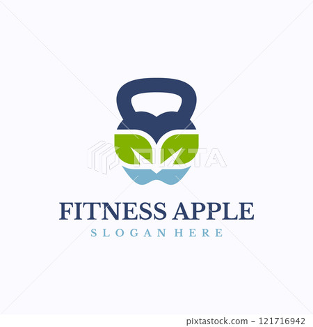 Fitness Apple logo design template. Body natural supplement concept. Creative vector symbol. 121716942
