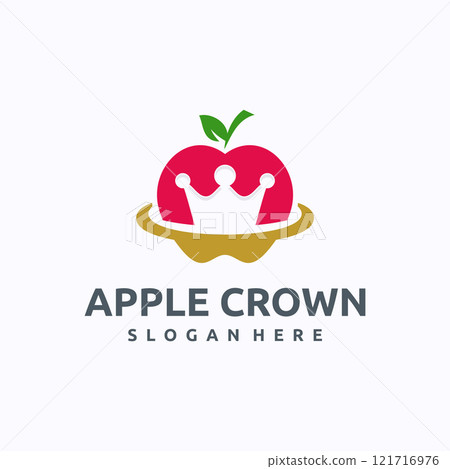 Apple crown logo design template. Royal organic fruit concept. Creative vector symbol. Apple crown logo design template. Royal organic fruit concept. Creative vector symbol. 121716976