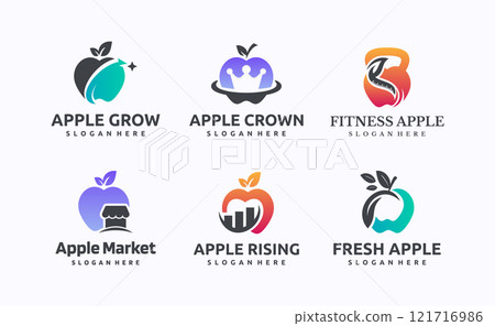 Set of healthy apple logo design templates. Creative modern vector symbol.kids Set of healthy apple logo design templates. Creative modern vector symbol.kids 121716986
