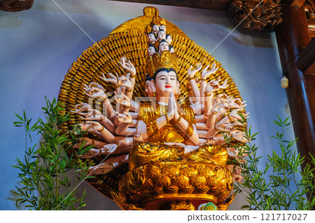 Shiva figurine on an altar inside a Buddhist temple Shiva figurine on an altar inside a Buddhist temple 121717027