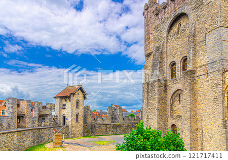 Ghent historical city centre, Gent old town, East Flanders province, Flemish Region, Belgium 121717411