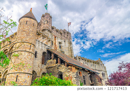 Ghent historical city centre, Gent old town, East Flanders province, Flemish Region, Belgium 121717413