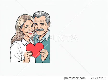 Red paper heart written by a happy lover. The concept of a loving lover. Hand-drawn style, book. 121717446