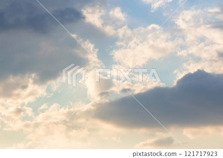 clouds on the sky at sunset. golden hour. dramatic background in evening light. gorgeous cloudscape 121717923