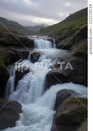 Waterfall scenery AI generated image 121718119
