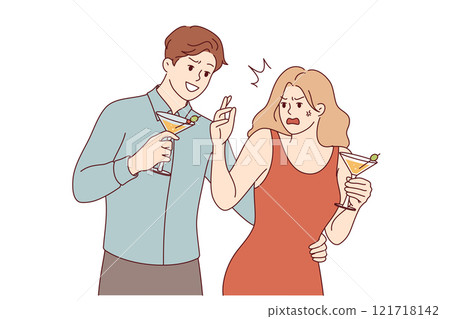 Harassment during party from man showing signs attention to woman who does not want to communicate 121718142
