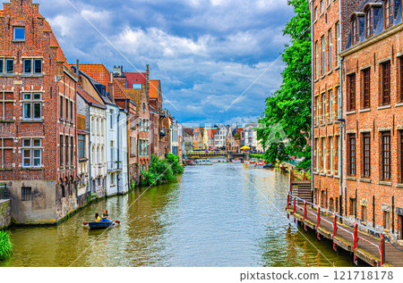 Ghent city historic centre, East Flanders province, Flemish Region, Belgium 121718178
