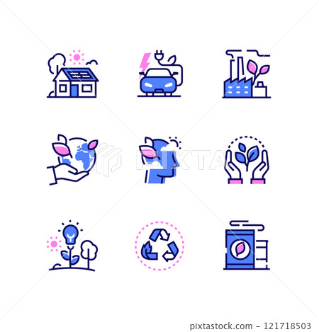 Think green - line design style icons set Think green - line design style icons set 121718503