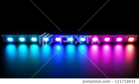 A minimalistic LED stripe design with radiating beams. 121718635