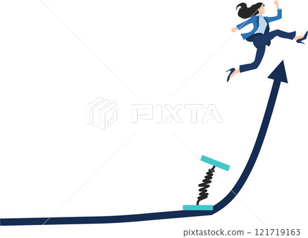 實現目標的路線圖插圖（女商人） 121719163