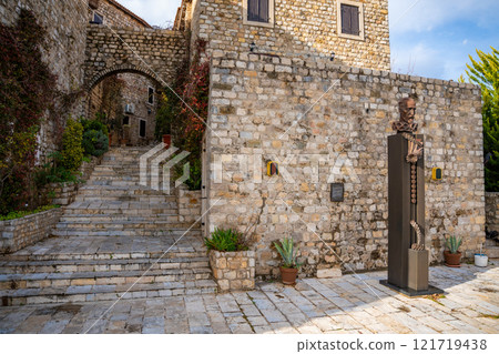 Statue of miguel cervantes in the old town of Ulcinj in montenegro Statue of miguel cervantes in the old town of Ulcinj in montenegro 121719438
