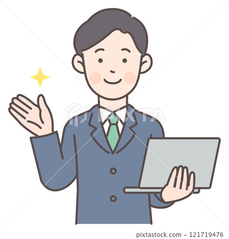 Businessman giving guidance while holding a computer 2 Businessman giving guidance while holding a computer 2 121719476