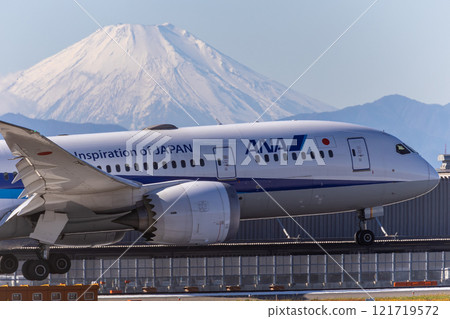 雪山富士山和全日空飛機 雪山富士山和全日空飛機 121719572