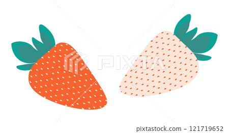 Red and white hand drawn hole strawberries Summer sweet berries. Healthy fruits cards element idea 121719652