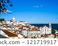 View of San Vicente de fora Church from Miradouro das Portas do Sol Observation Deck, Largo Porta do Sol, Lisbon. 121719917