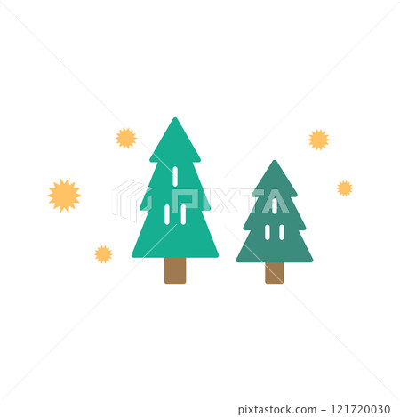 Hay fever Illustration of cedar trees and cedar pollen 121720030