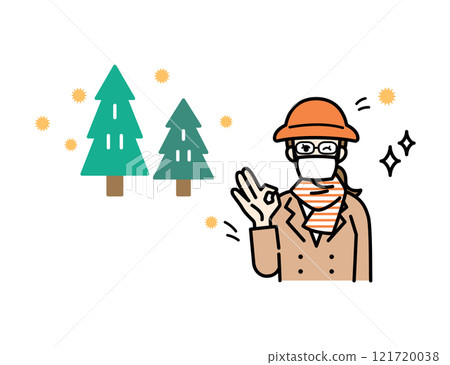 Illustration of a woman taking measures against hay fever Illustration of a woman taking measures against hay fever 121720038