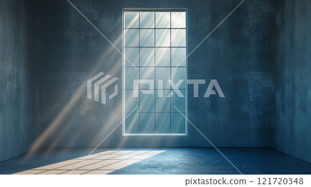 Sunlight Streaming Through Window Onto Hardwood Floor in Room With Plant. Generative AI 121720348