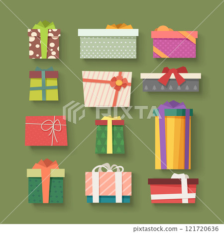 a colorful xmas cartoon gifts in set a colorful xmas cartoon gifts in set 121720636