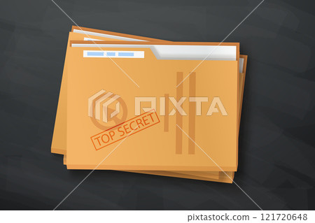 top secret stamp on folder with papers top secret stamp on folder with papers 121720648