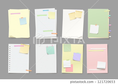 paper lists with a lot of stickers 121720653
