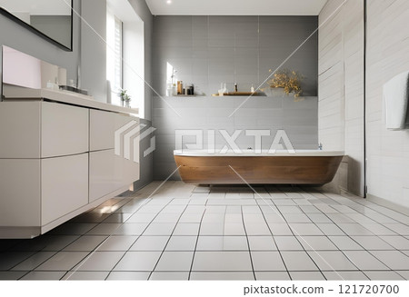 Modern spacious bathroom, clean, minimalist, functional, and stylishly designed.AI Generated 121720700