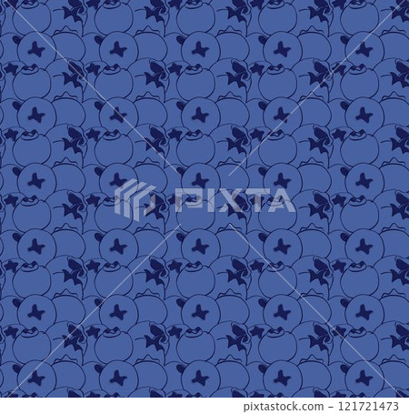 Blueberry, bilberry vector seamless close pattern. Graphic line art drawing of blueberry pattern. 121721473