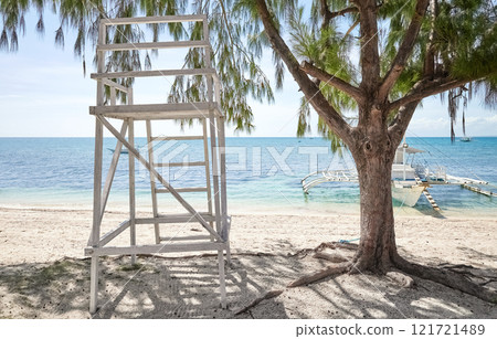 Lifeguard tower on the beach of Malapascua Island, Philippines. 121721489