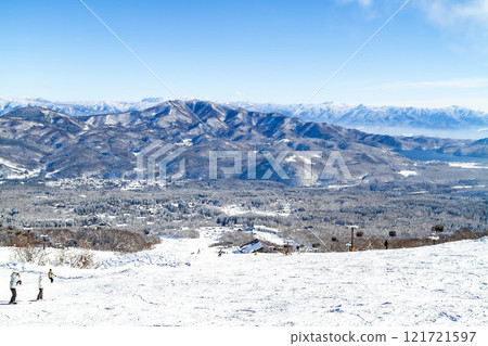 Mt. Madarao and Lake Nojiri as seen from Ikenotaira Onsen Alpine Bricks Ski Resort 121721597