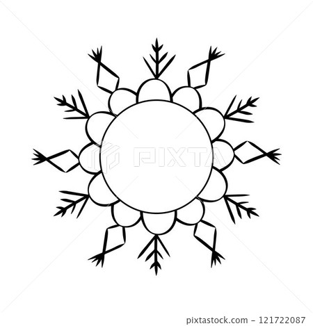 Snowflake circle frame. Winter snowflake round border. Vector Design elements for Christmas and New Year greeting cards and banners. Holiday decoration isolated on white background. Snowflake circle frame. Winter snowflake round border. Vector Design elements for Christmas and New Year greeting cards and banners. Holiday decoration isolated on white background. 121722087
