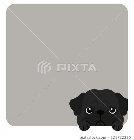 A simple and cute pug peeking out from a square icon 121722220