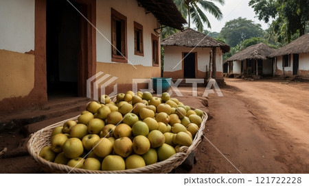 Harvested Apples in a Tropical Village 121722228