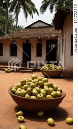 Harvested Apples in a Tropical Village Harvested Apples in a Tropical Village 121722230