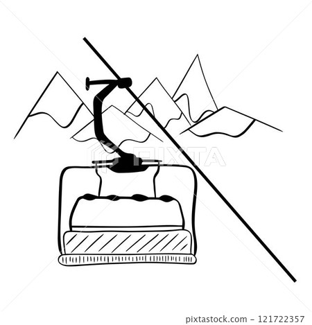 Ski Lift graphic line composition in mountains. Vector Design. Ski Lift graphic line composition in mountains. Vector Design. 121722357