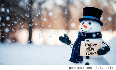 Snowman Wishing a Happy New Year Snowman Wishing a Happy New Year 121722415