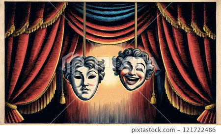 Theatrical Masks Representing Comedy and Tragedy Theatrical Masks Representing Comedy and Tragedy 121722486