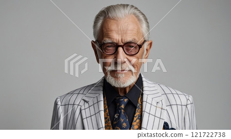 Stylish Elderly Man in Trendy Club Attire 121722738