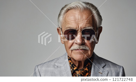 Stylish Elderly Man in Trendy Club Attire 121722748