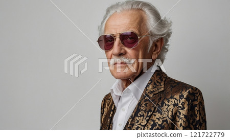 Stylish Elderly Man in Trendy Club Attire 121722779
