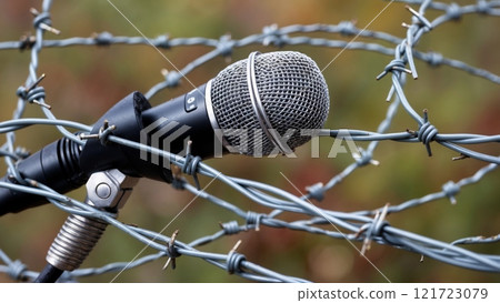 Silhouette of a Journalist with Barbed Wire: A Fight for Press Freedom 121723079
